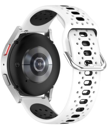 Universeel Smartwatch 20MM Bandje - Siliconen - Gespsluiting - Wit Zwart Bandjes