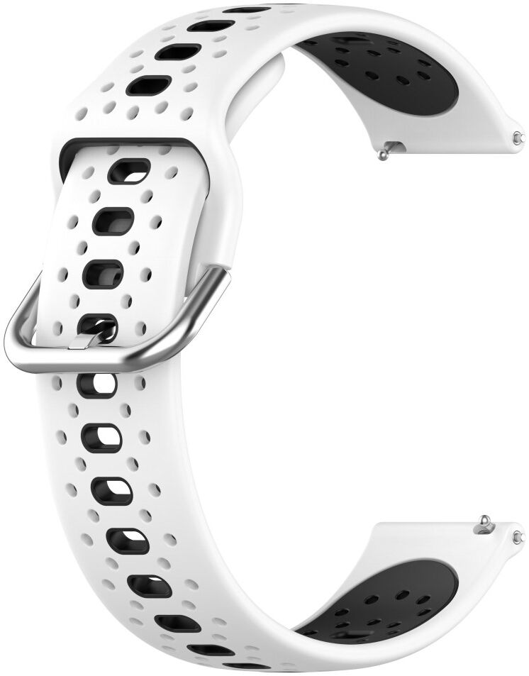 Universeel Smartwatch 20MM Bandje - Siliconen - Gespsluiting - Wit Zwart afbeelding 2