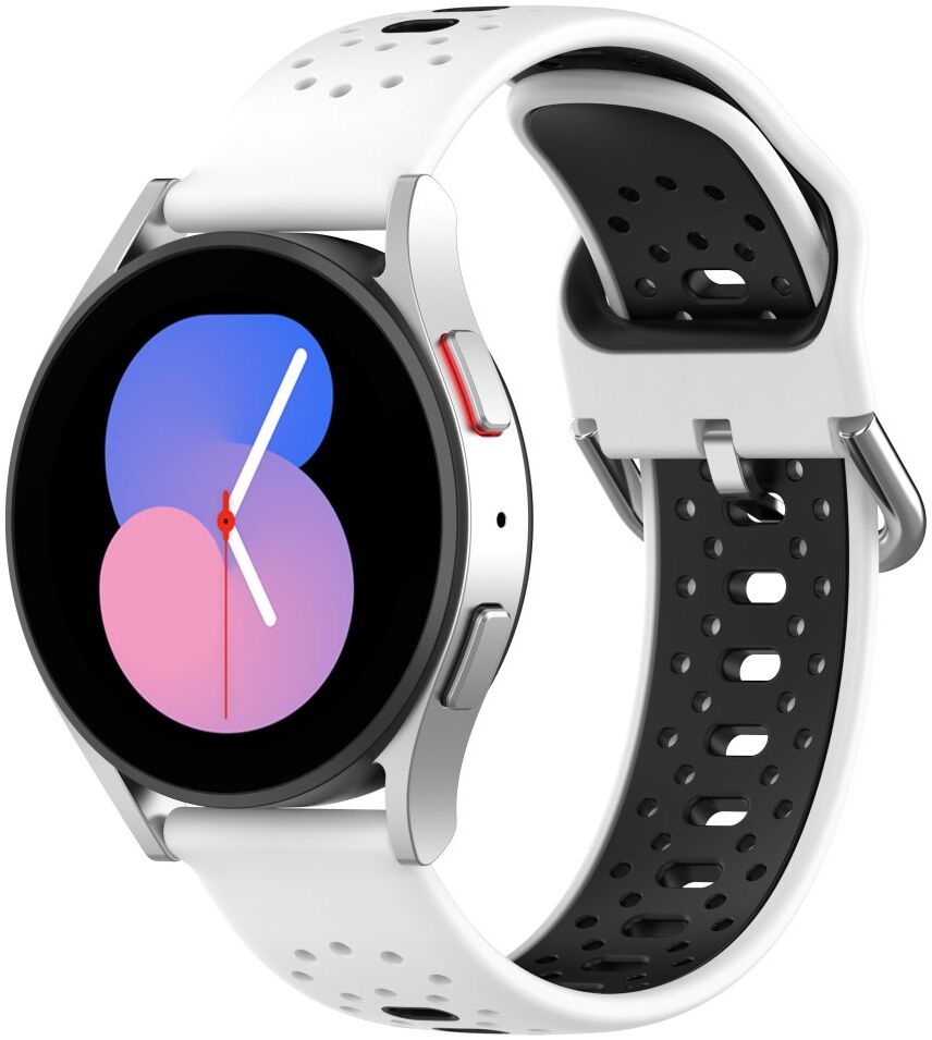 Universeel Smartwatch 20MM Bandje - Siliconen - Gespsluiting - Wit Zwart afbeelding 4