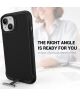 Apple iPhone 15 Hoesje Metalen Kickstand Back Cover Zwart