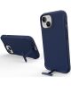 Apple iPhone 15 Hoesje Metalen Kickstand Back Cover Blauw