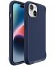 Apple iPhone 15 Hoesje Metalen Kickstand Back Cover Blauw