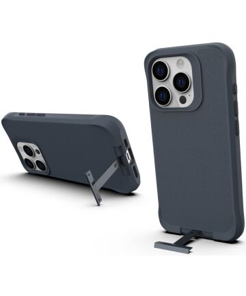 Apple iPhone 15 Pro Hoesje Metalen Kickstand Back Cover Grijs Hoesjes