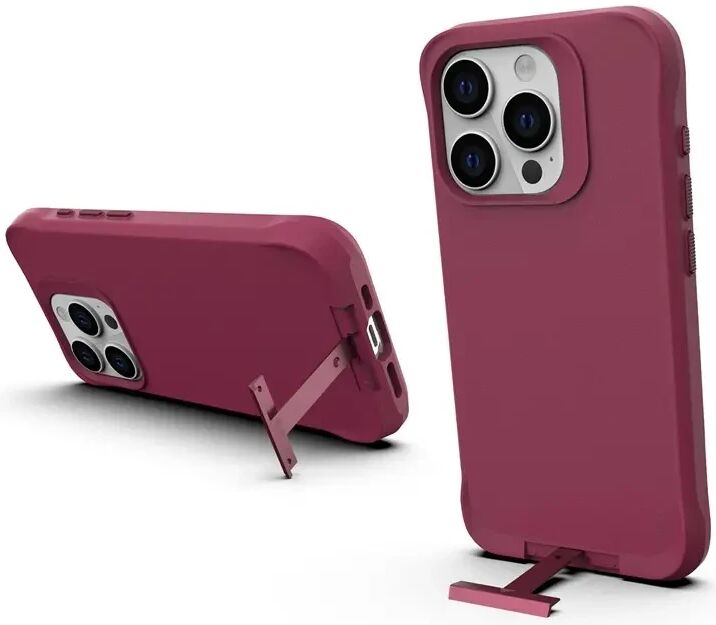 Apple iPhone 15 Pro Hoesje Metalen Kickstand Back Cover Rood afbeelding 1