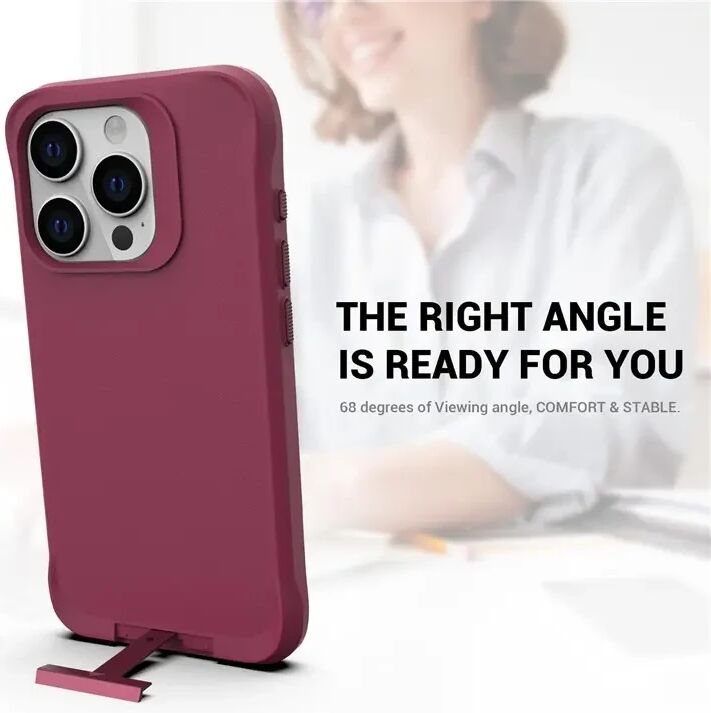 Apple iPhone 15 Pro Hoesje Metalen Kickstand Back Cover Rood afbeelding 3