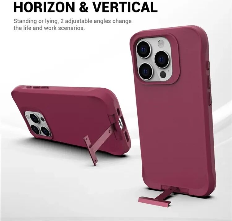 Apple iPhone 15 Pro Hoesje Metalen Kickstand Back Cover Rood afbeelding 5