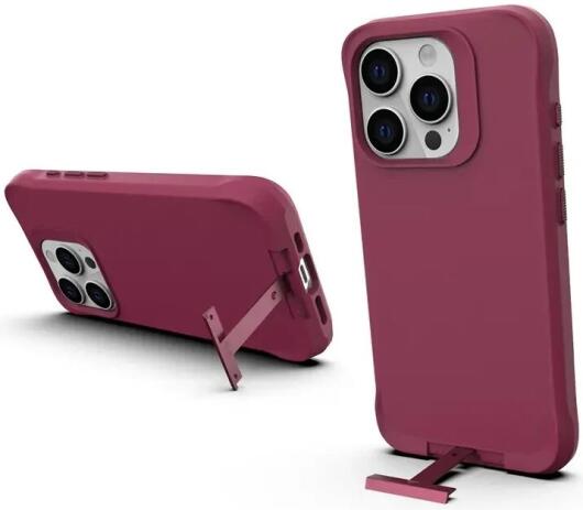 Apple iPhone 15 Pro Hoesje Metalen Kickstand Back Cover Rood afbeelding 1