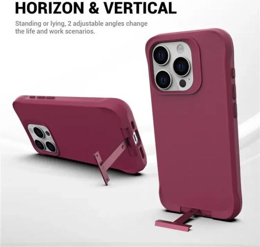 Apple iPhone 15 Pro Hoesje Metalen Kickstand Back Cover Rood afbeelding 5