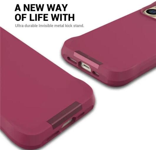 Apple iPhone 15 Pro Hoesje Metalen Kickstand Back Cover Rood afbeelding 6