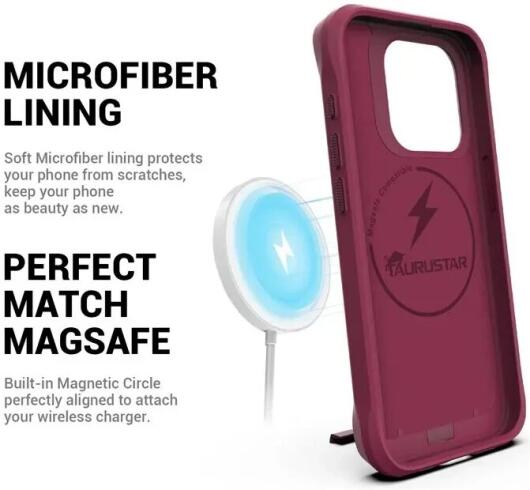 Apple iPhone 15 Pro Hoesje Metalen Kickstand Back Cover Rood afbeelding 9