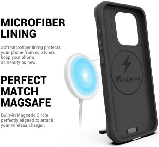Apple iPhone 15 Pro Max Hoesje Metalen Kickstand Back Cover Zwart afbeelding 3