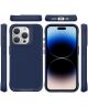 Apple iPhone 15 Pro Max Hoesje Metalen Kickstand Back Cover Blauw