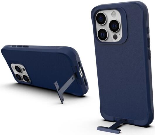 Apple iPhone 15 Pro Max Hoesje Metalen Kickstand Back Cover Blauw afbeelding 1