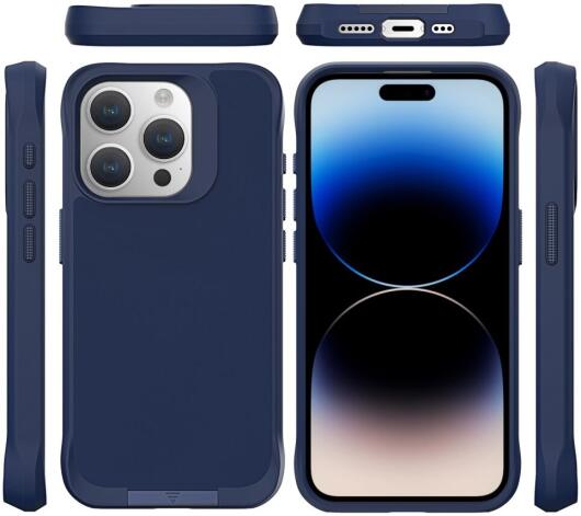 Apple iPhone 15 Pro Max Hoesje Metalen Kickstand Back Cover Blauw afbeelding 10