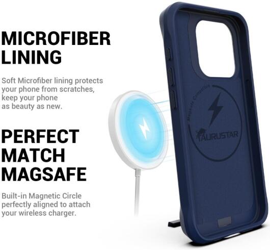 Apple iPhone 15 Pro Max Hoesje Metalen Kickstand Back Cover Blauw afbeelding 3