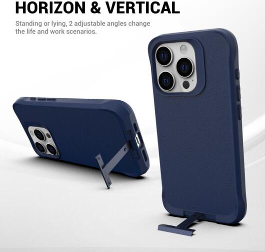 Apple iPhone 15 Pro Max Hoesje Metalen Kickstand Back Cover Blauw afbeelding 7