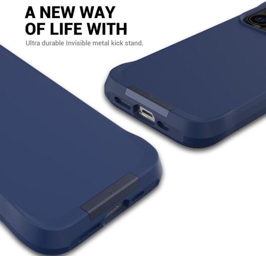 Apple iPhone 15 Pro Max Hoesje Metalen Kickstand Back Cover Blauw afbeelding 8