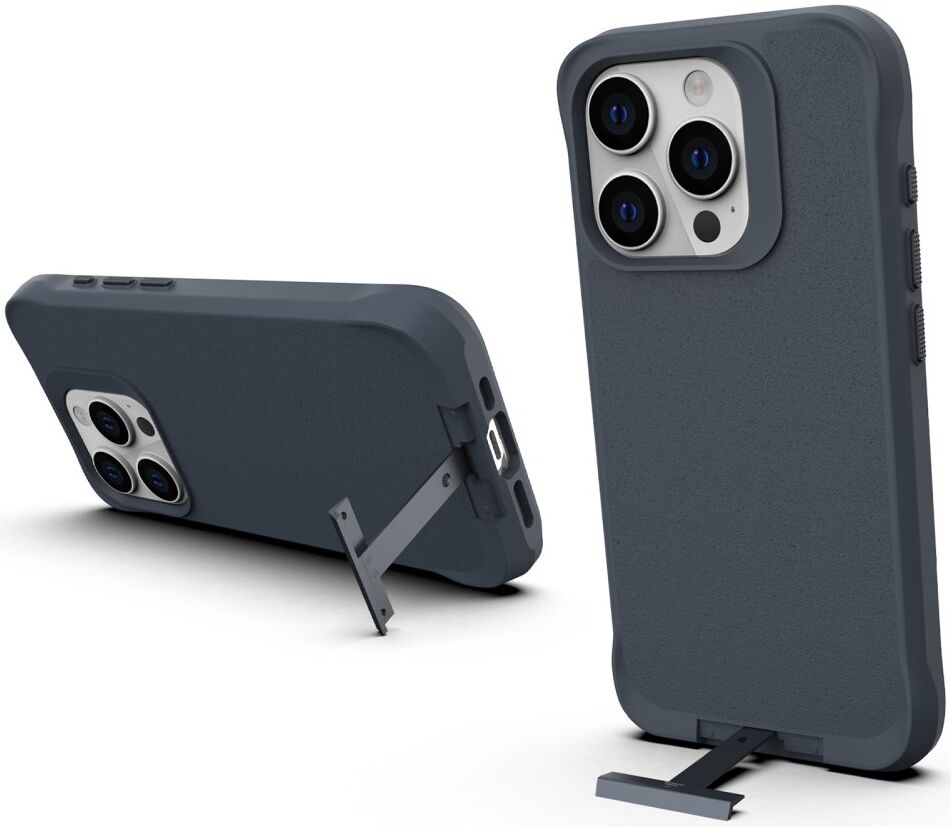 Apple iPhone 15 Pro Max Hoesje Metalen Kickstand Back Cover Grijs afbeelding 1