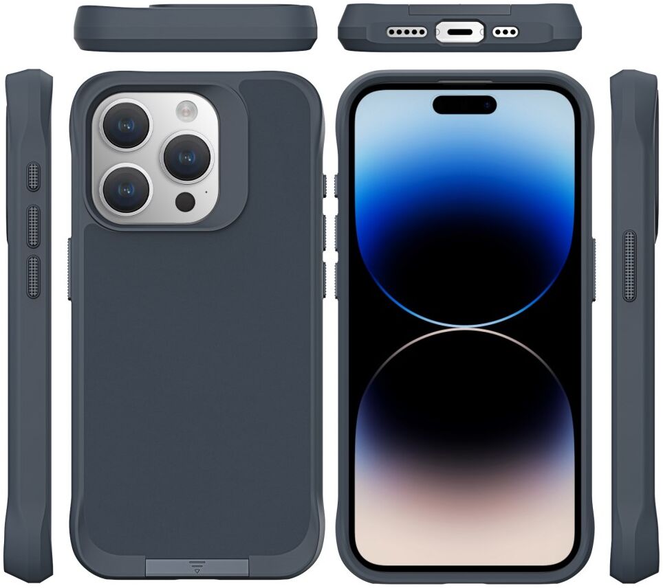 Apple iPhone 15 Pro Max Hoesje Metalen Kickstand Back Cover Grijs afbeelding 10