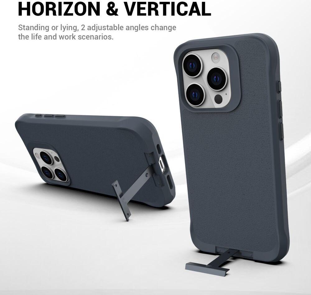 Apple iPhone 15 Pro Max Hoesje Metalen Kickstand Back Cover Grijs afbeelding 7