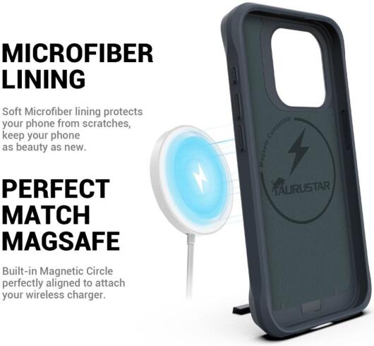 Apple iPhone 15 Pro Max Hoesje Metalen Kickstand Back Cover Grijs afbeelding 3