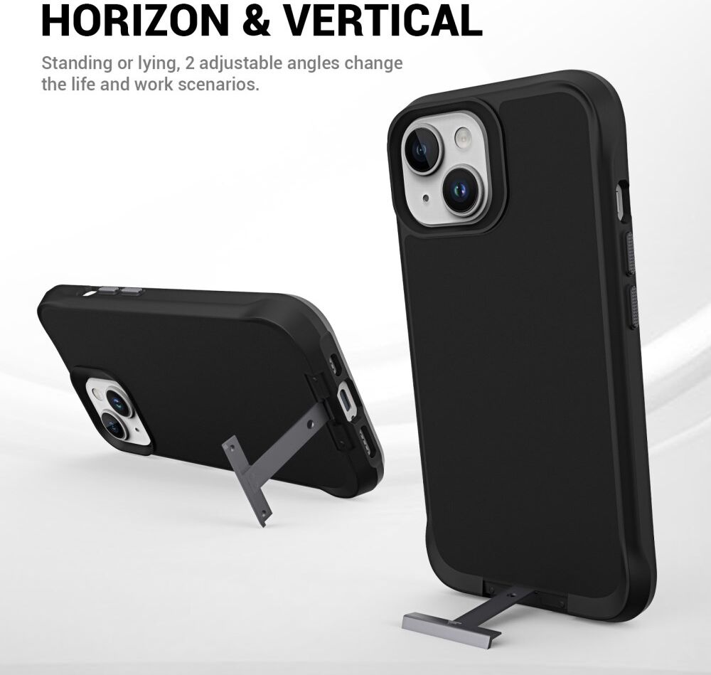 Apple iPhone 15 Plus Hoesje Metalen Kickstand Back Cover Zwart afbeelding 7