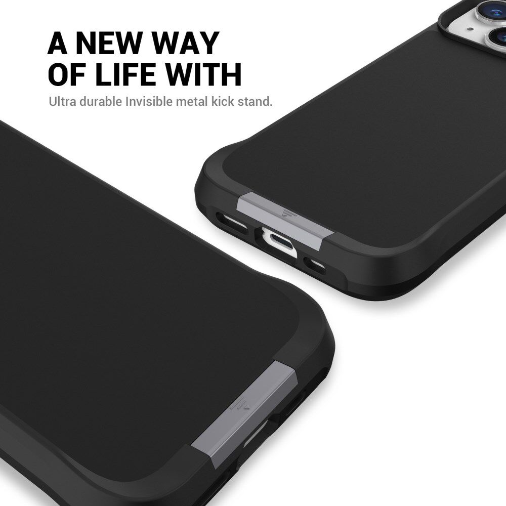 Apple iPhone 15 Plus Hoesje Metalen Kickstand Back Cover Zwart afbeelding 8