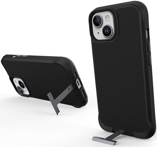 Apple iPhone 15 Plus Hoesje Metalen Kickstand Back Cover Zwart afbeelding 1