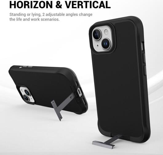 Apple iPhone 15 Plus Hoesje Metalen Kickstand Back Cover Zwart afbeelding 7