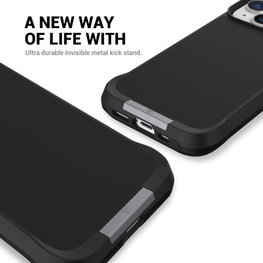 Apple iPhone 15 Plus Hoesje Metalen Kickstand Back Cover Zwart afbeelding 8