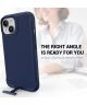 Apple iPhone 15 Plus Hoesje Metalen Kickstand Back Cover Blauw