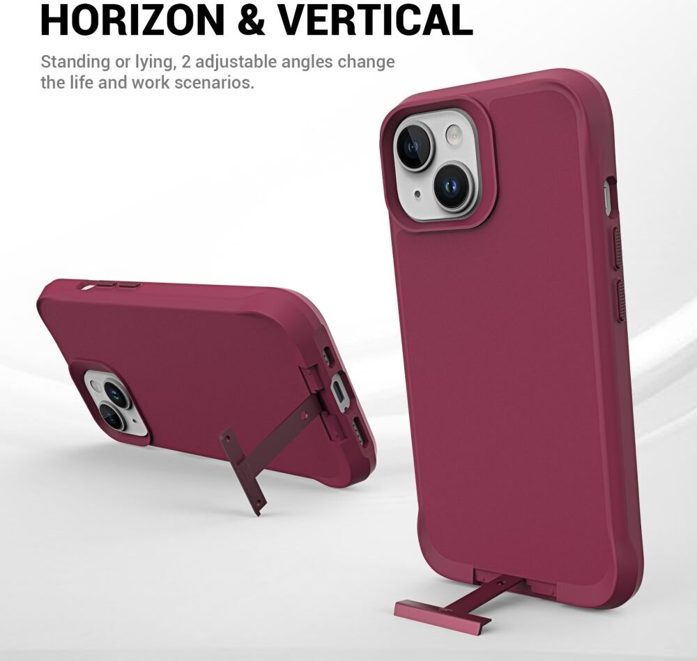 Apple iPhone 15 Plus Hoesje Metalen Kickstand Back Cover Rood afbeelding 7