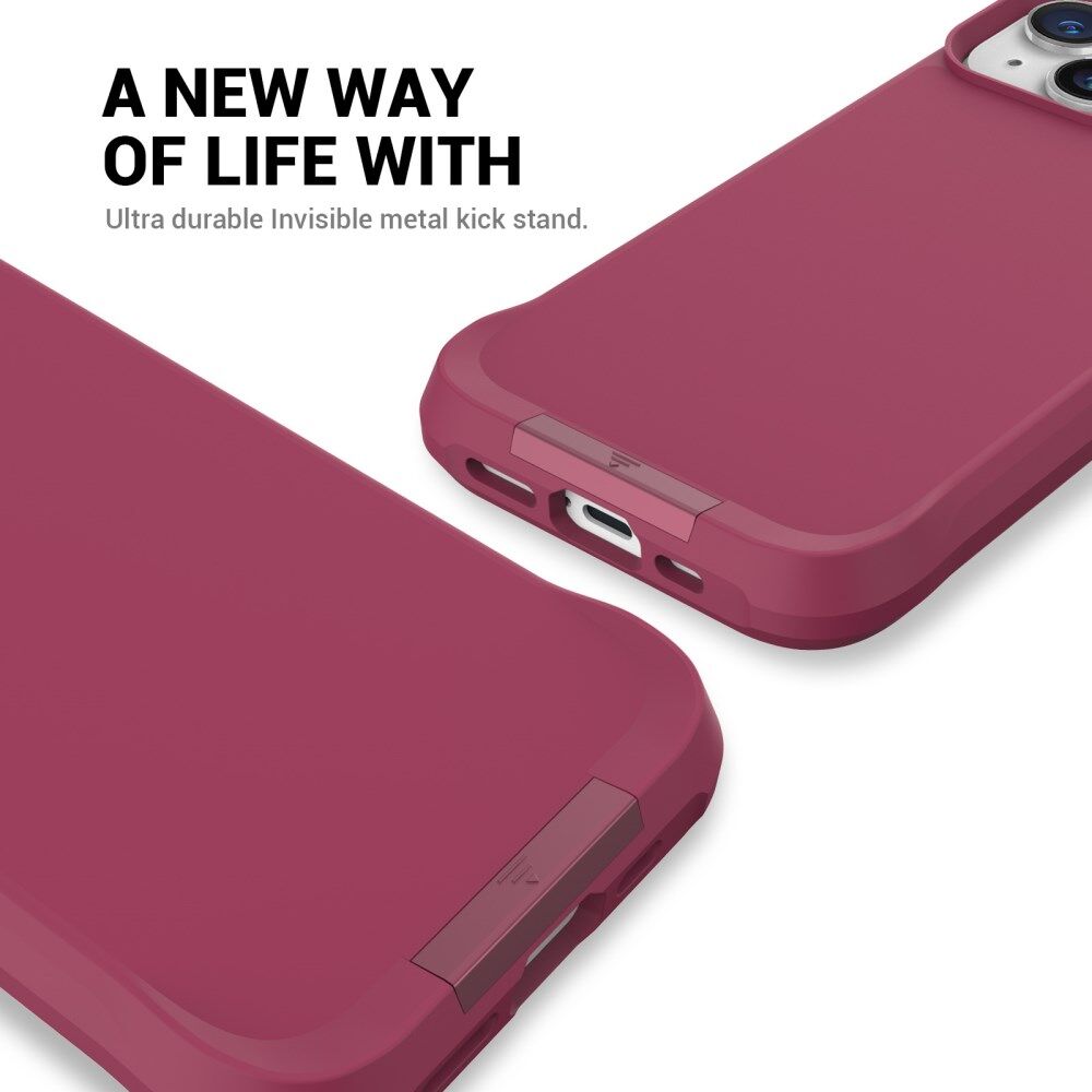 Apple iPhone 15 Plus Hoesje Metalen Kickstand Back Cover Rood afbeelding 8