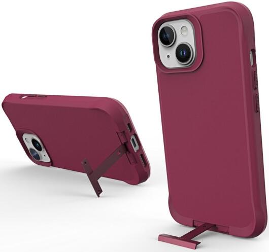 Apple iPhone 15 Plus Hoesje Metalen Kickstand Back Cover Rood afbeelding 1