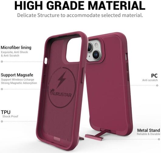 Apple iPhone 15 Plus Hoesje Metalen Kickstand Back Cover Rood afbeelding 3