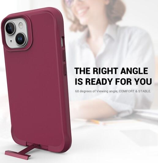 Apple iPhone 15 Plus Hoesje Metalen Kickstand Back Cover Rood afbeelding 5