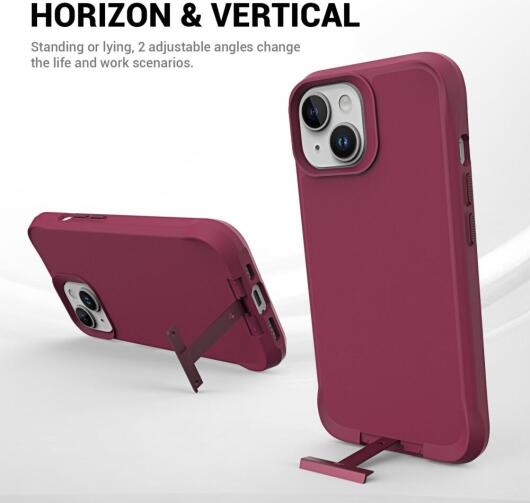 Apple iPhone 15 Plus Hoesje Metalen Kickstand Back Cover Rood afbeelding 7