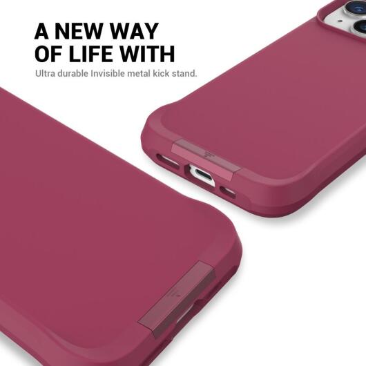 Apple iPhone 15 Plus Hoesje Metalen Kickstand Back Cover Rood afbeelding 8