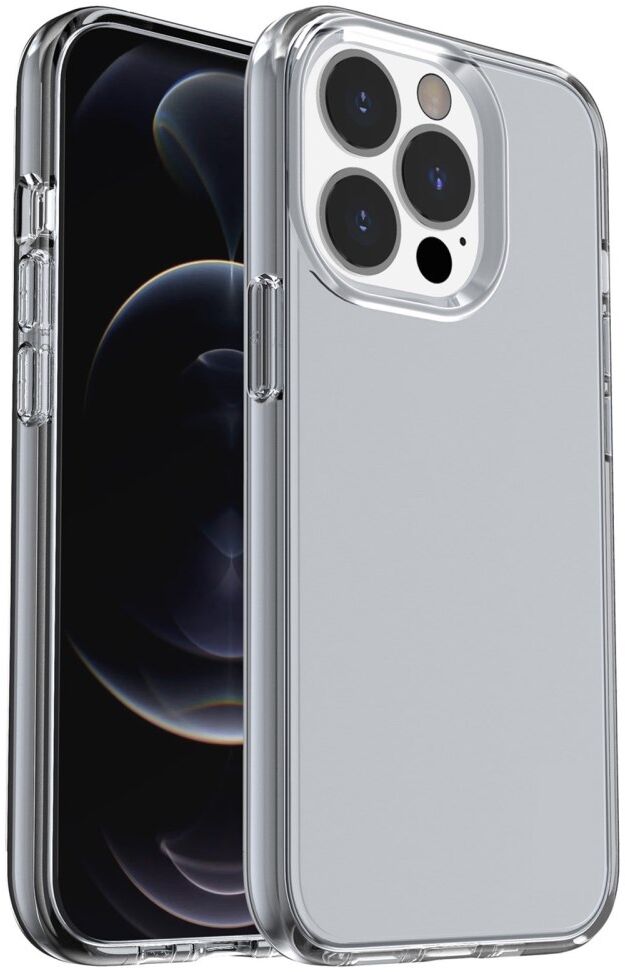 Apple iPhone 15 Pro Hoesje TPU Back Cover Grijs Transparant afbeelding 1