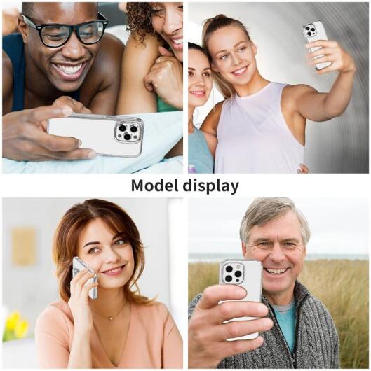 Apple iPhone 15 Pro Hoesje TPU Back Cover Grijs Transparant afbeelding 3
