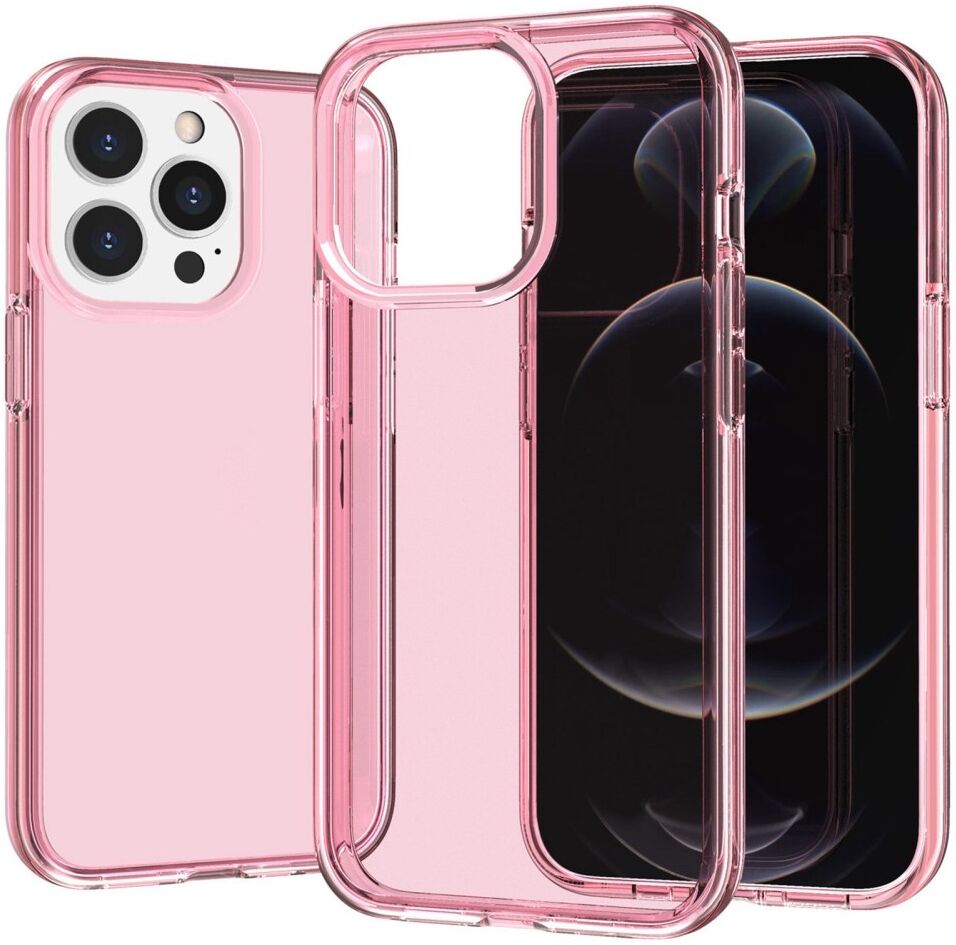 Apple iPhone 15 Pro Max Hoesje TPU Back Cover Roze Transparant afbeelding 4