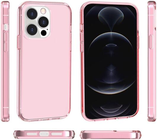 Apple iPhone 15 Pro Max Hoesje TPU Back Cover Roze Transparant afbeelding 6