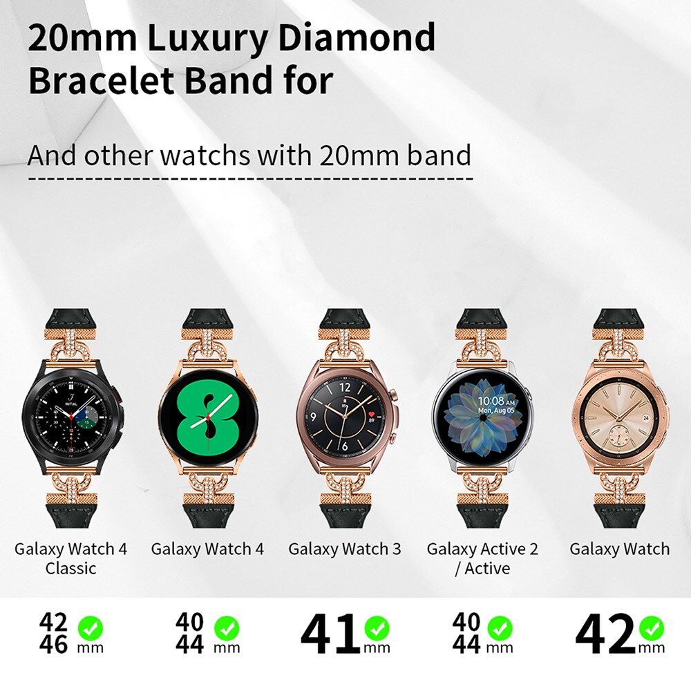 Universeel Smartwatch 20MM Bandje Echt Leer met Roze Gouden Gesp Zwart afbeelding 4