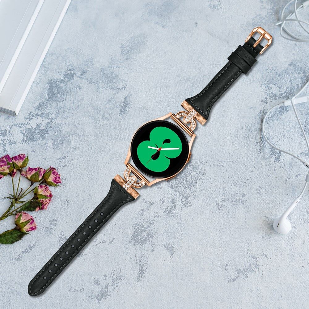 Universeel Smartwatch 20MM Bandje Echt Leer met Roze Gouden Gesp Zwart afbeelding 5