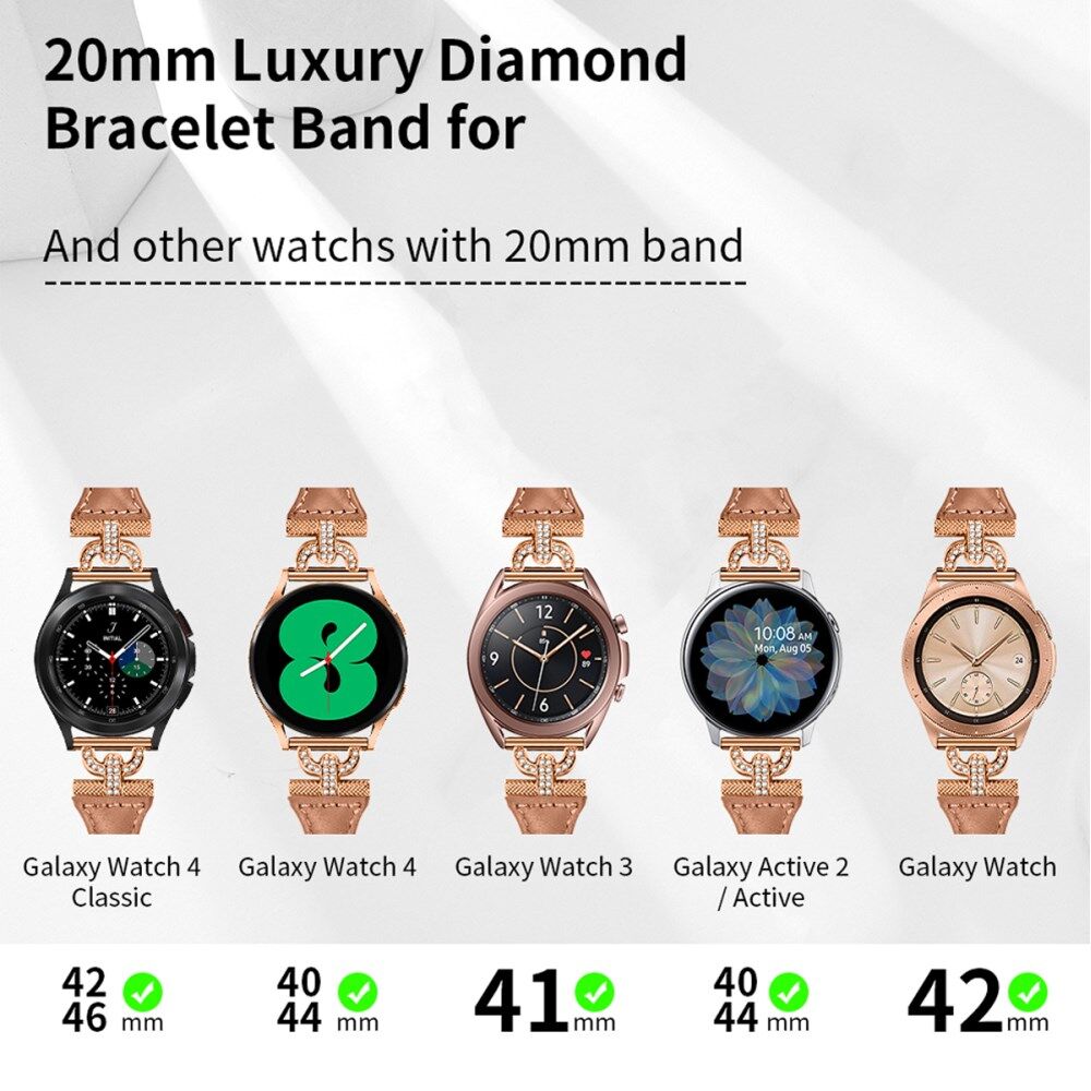 Universeel Smartwatch 20MM Bandje Echt Leer met Roze Gouden Gesp Bruin afbeelding 4