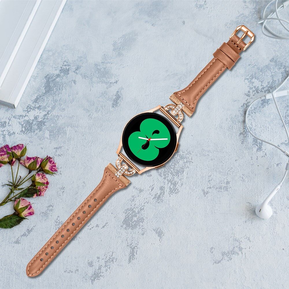 Universeel Smartwatch 20MM Bandje Echt Leer met Roze Gouden Gesp Bruin afbeelding 5