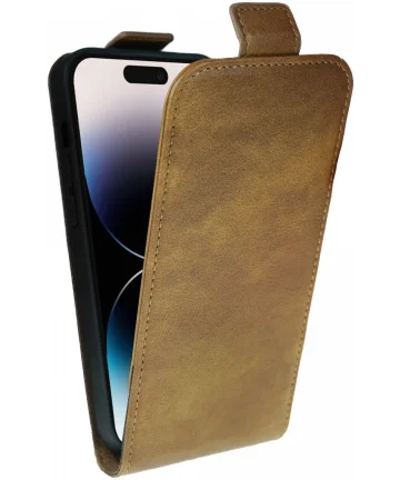 Rosso Element Apple iPhone 15 Pro Hoesje Verticale Flip Case Bruin Hoesjes