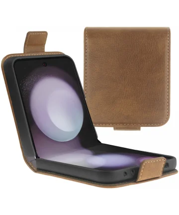 Rosso Element Samsung Galaxy Z Flip 5 Hoesje Book Case Wallet Bruin Hoesjes