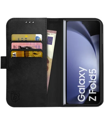Rosso Element Samsung Galaxy Z Fold 5 Hoesje Book Case Wallet Zwart Hoesjes