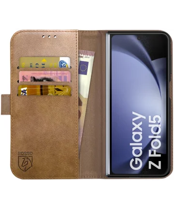 Rosso Element Samsung Galaxy Z Fold 5 Hoesje Book Case Wallet Bruin Hoesjes